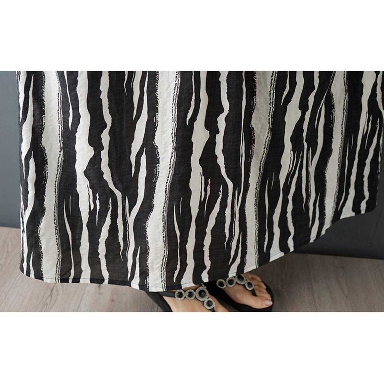 モノトーン 柄切替 ワンピース 30216