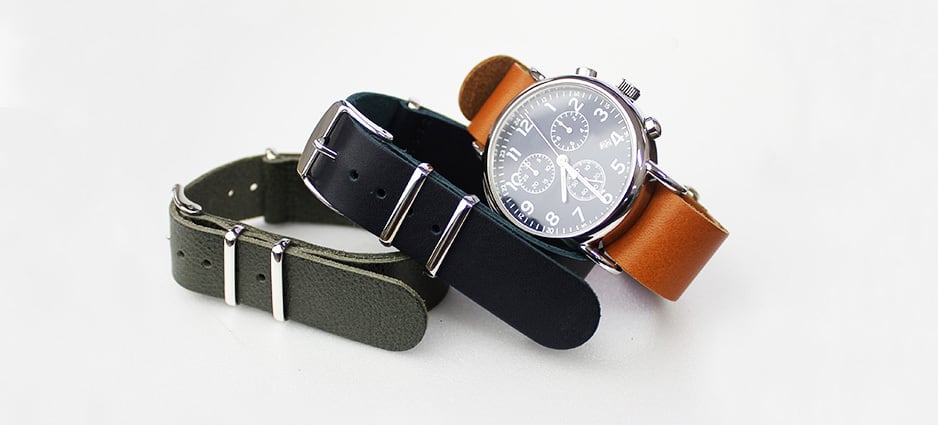 FIF belt】 オイルレザー NATO ストラップ ブラウン 20mm 腕時計ベルト