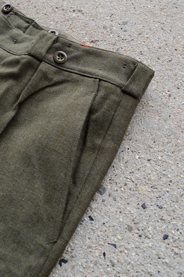 Bergian Army ABL 1968's PVBA BEGETEX社 HeavWool Gabardine Slacks Dead Stock Wool Trouser ベルギー軍 ウールスラックス ダークオリーブ