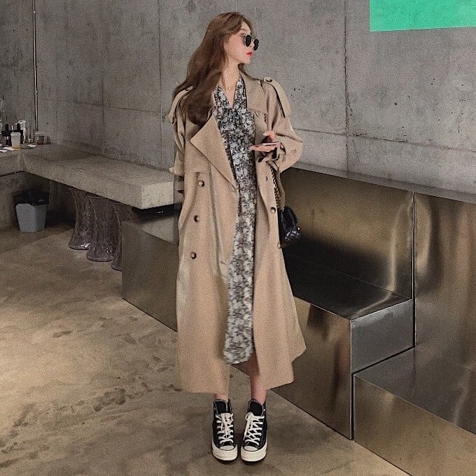 クラシカル エレガント トレンチコート ロング丈 レディース アウター  