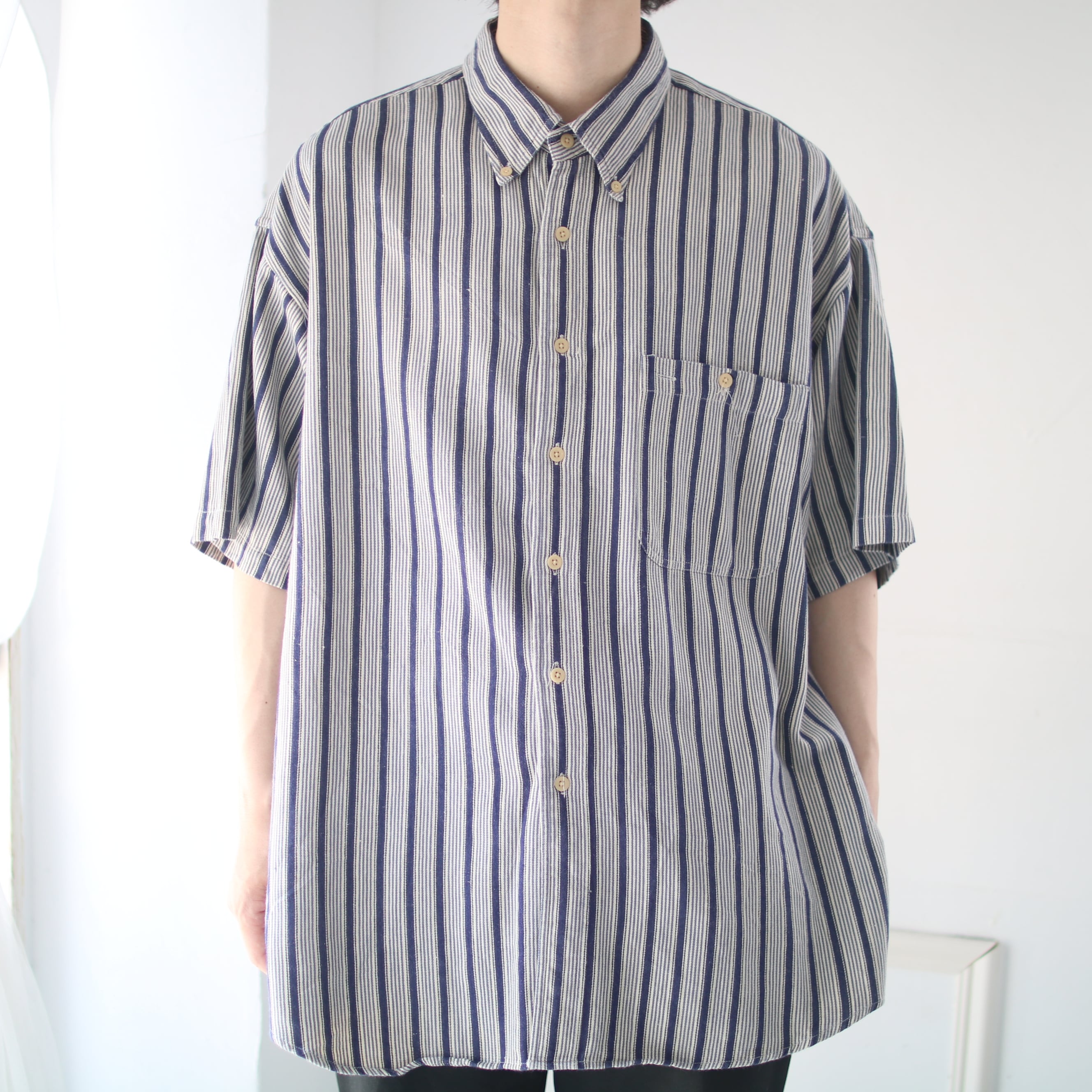 OLD stripe pattern design COTTON shirt | 古着屋orb ONLINESTORE