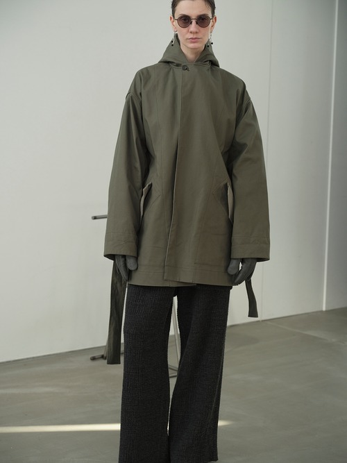 POSTELEGANT “ Cotton OX Hooded Short Coat ( Moss x Sage )”