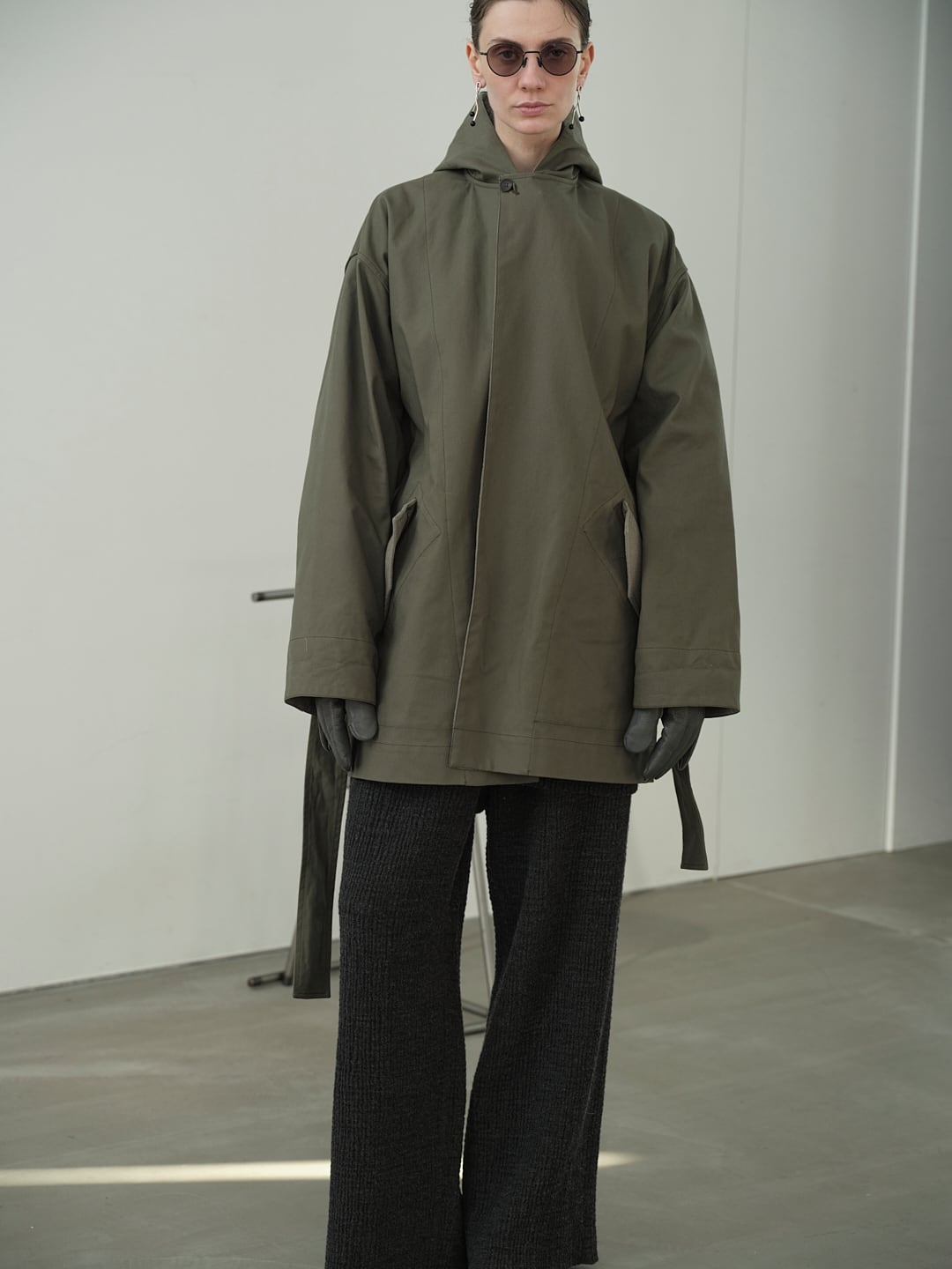 POSTELEGANT “ Cotton OX Hooded Short Coat ( Moss x Sage )”