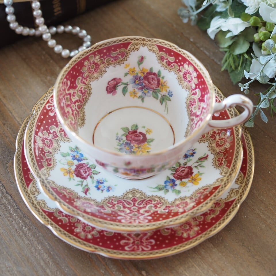 英国シェリー クイーンアン Dainty Rose 1927年 BBプレート 大皿