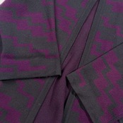 カシミヤ100% HANAE MORI ハナエモリ デザイン ニット カーディガン 羽織 M/グレー×パープル レディース