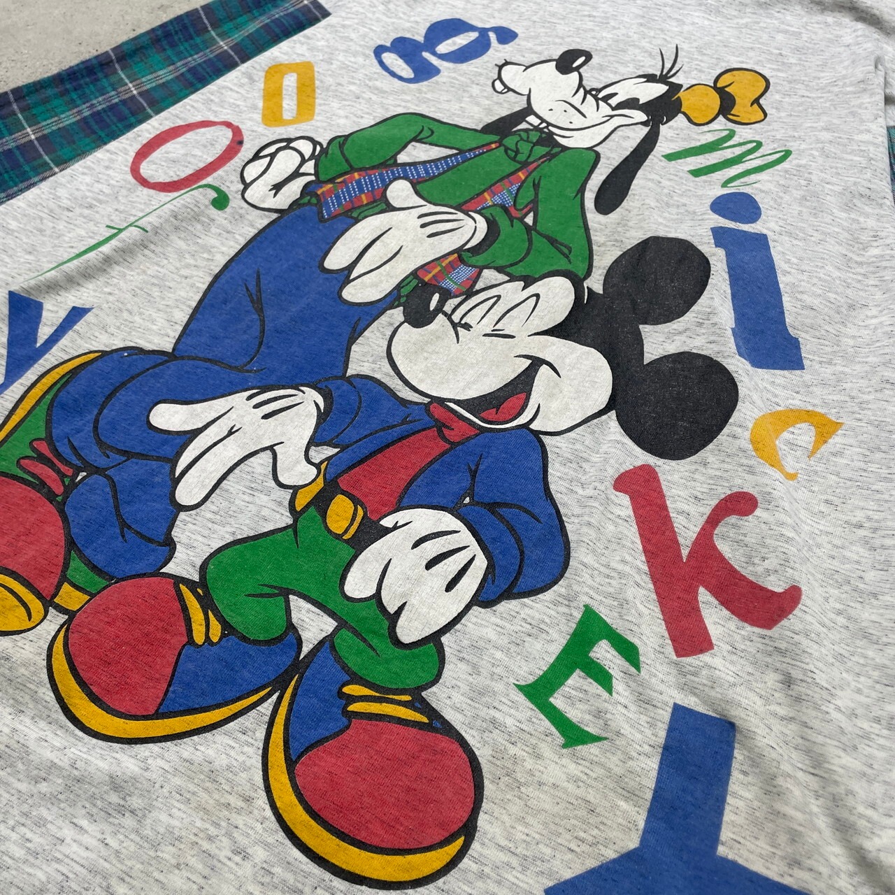 DISNEY MICKEY MOUSE GOOFY ディズニーキャラクタープリントTシャツ 袖 