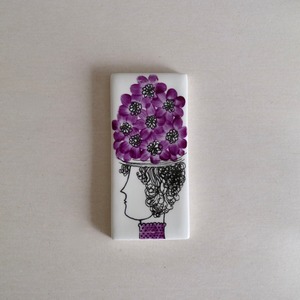 [SOLD OUT] Arabia アラビア / タイル ドアサイン 女性 パープル