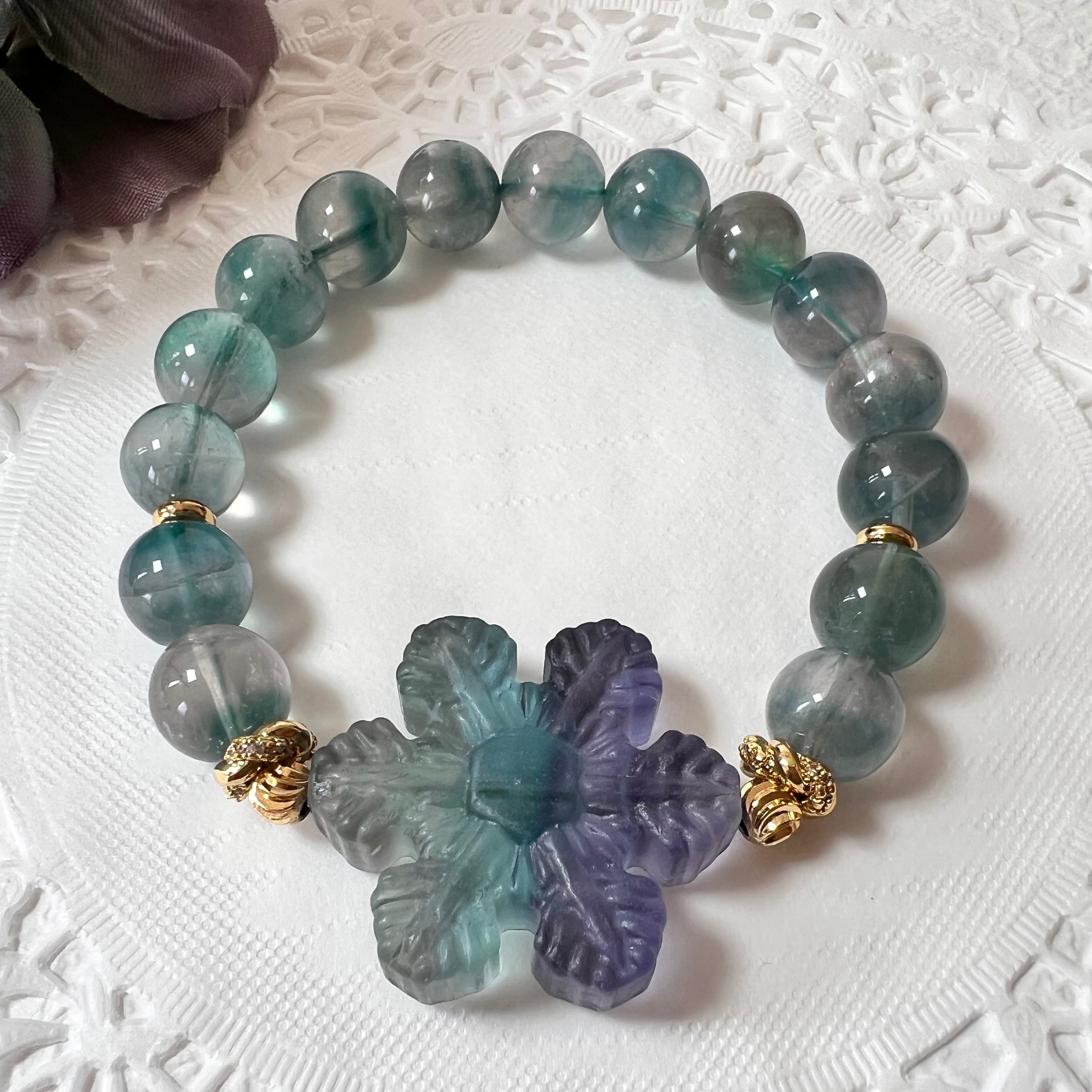 【フローライト結晶ブレスレット❄︎.*②】♥送料無料♥天然石 パワーストーン