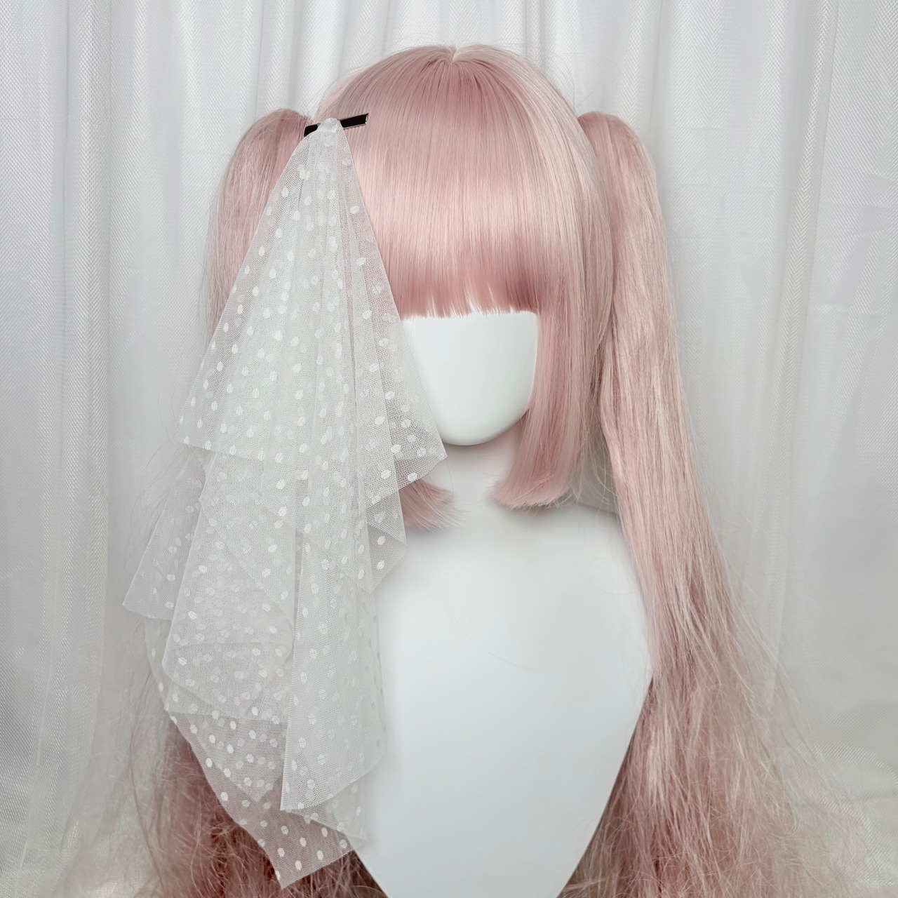 ♡【全3色】ヴェール付き⟡.· パステルシュガー パールリボンミニハットヘアクリップ light blue ♡