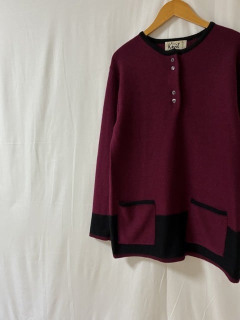 1980's Pocket Design Henley Neck Sweater