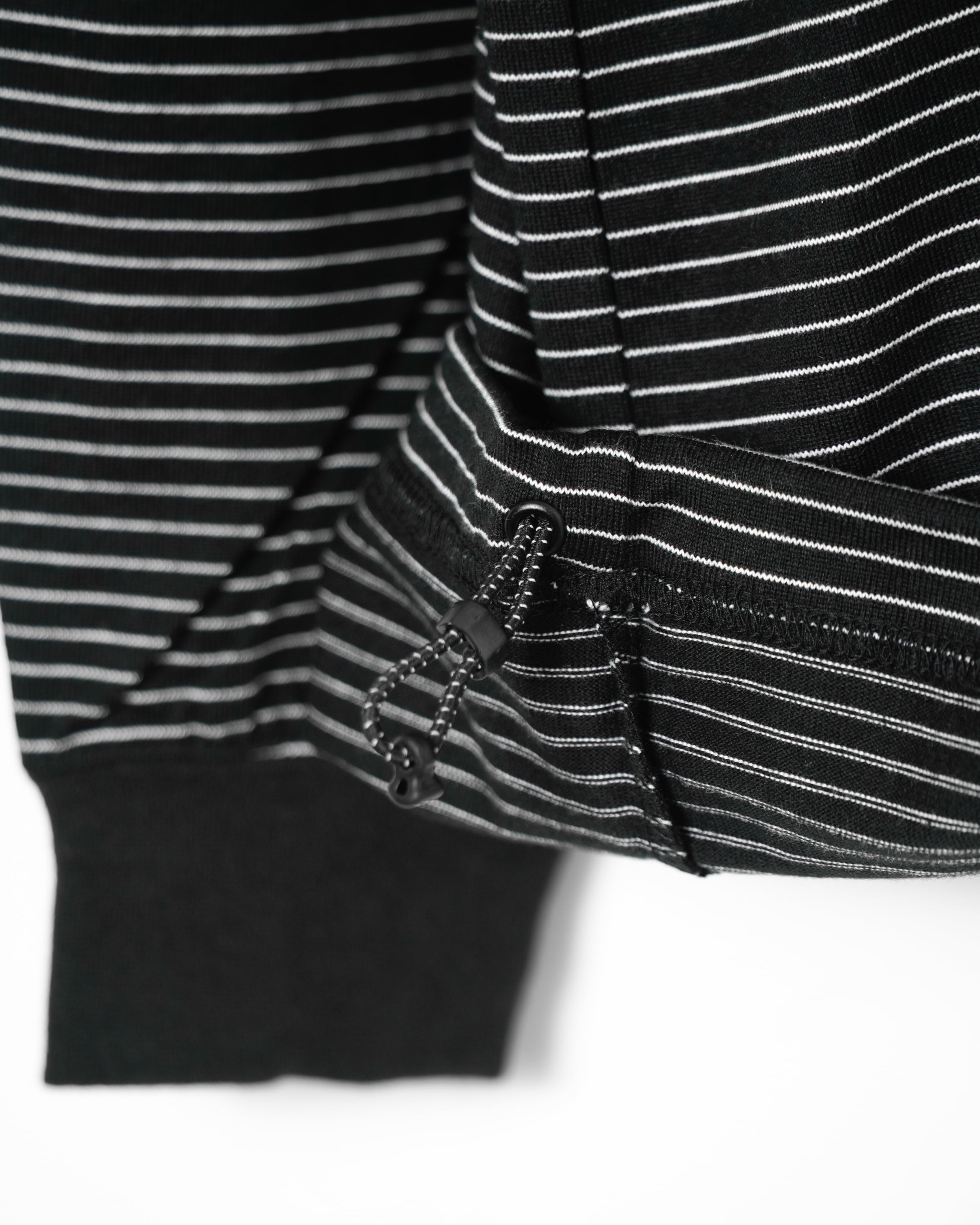 OPTSTUFF] DRAWSTRING BORDER LONG SLEEVE T-SHIRT (BLACK) | OPTSTUFF