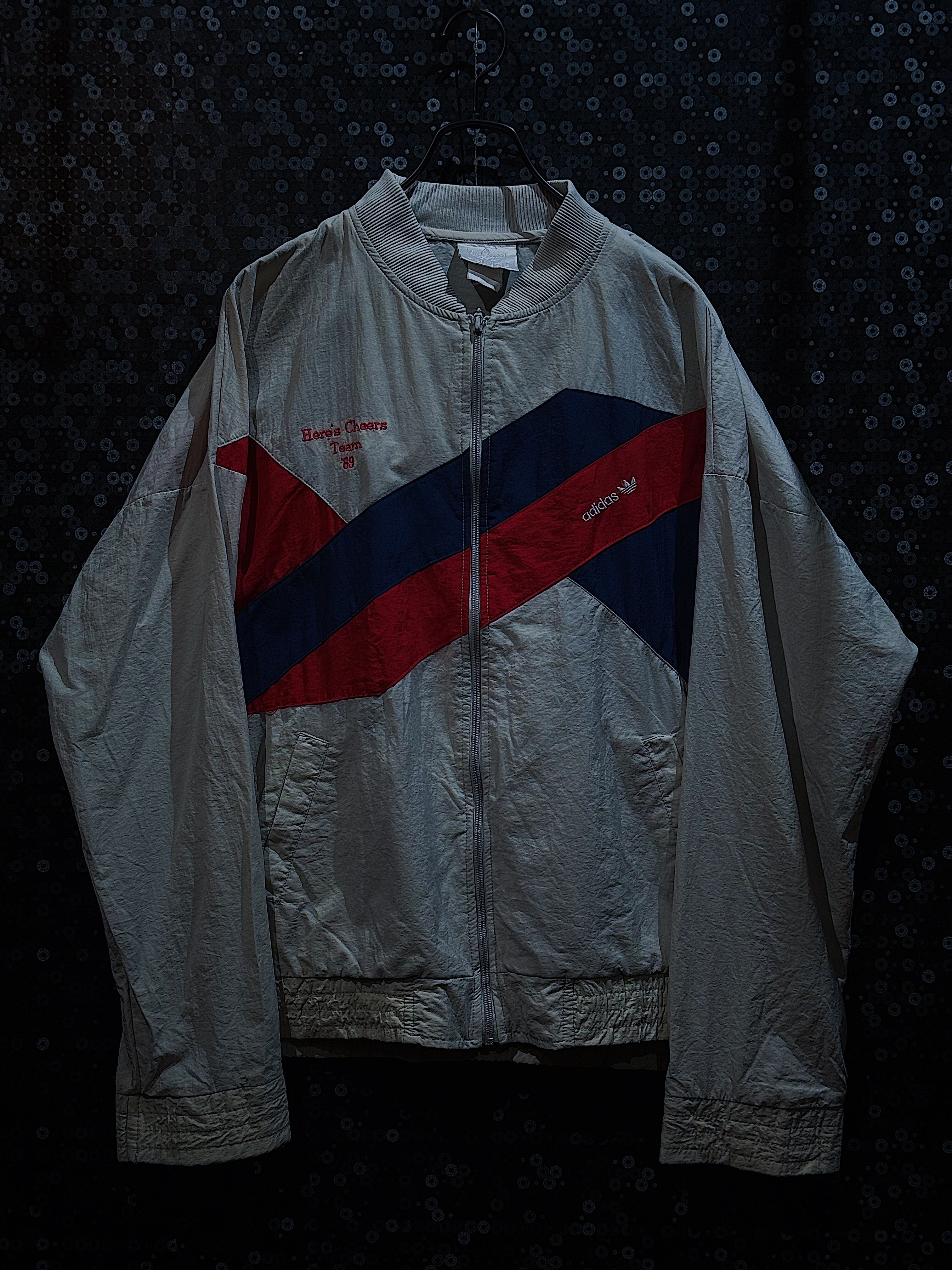 "90's vintage"adidas original White"Here’s Cheers Team"nylon jacket