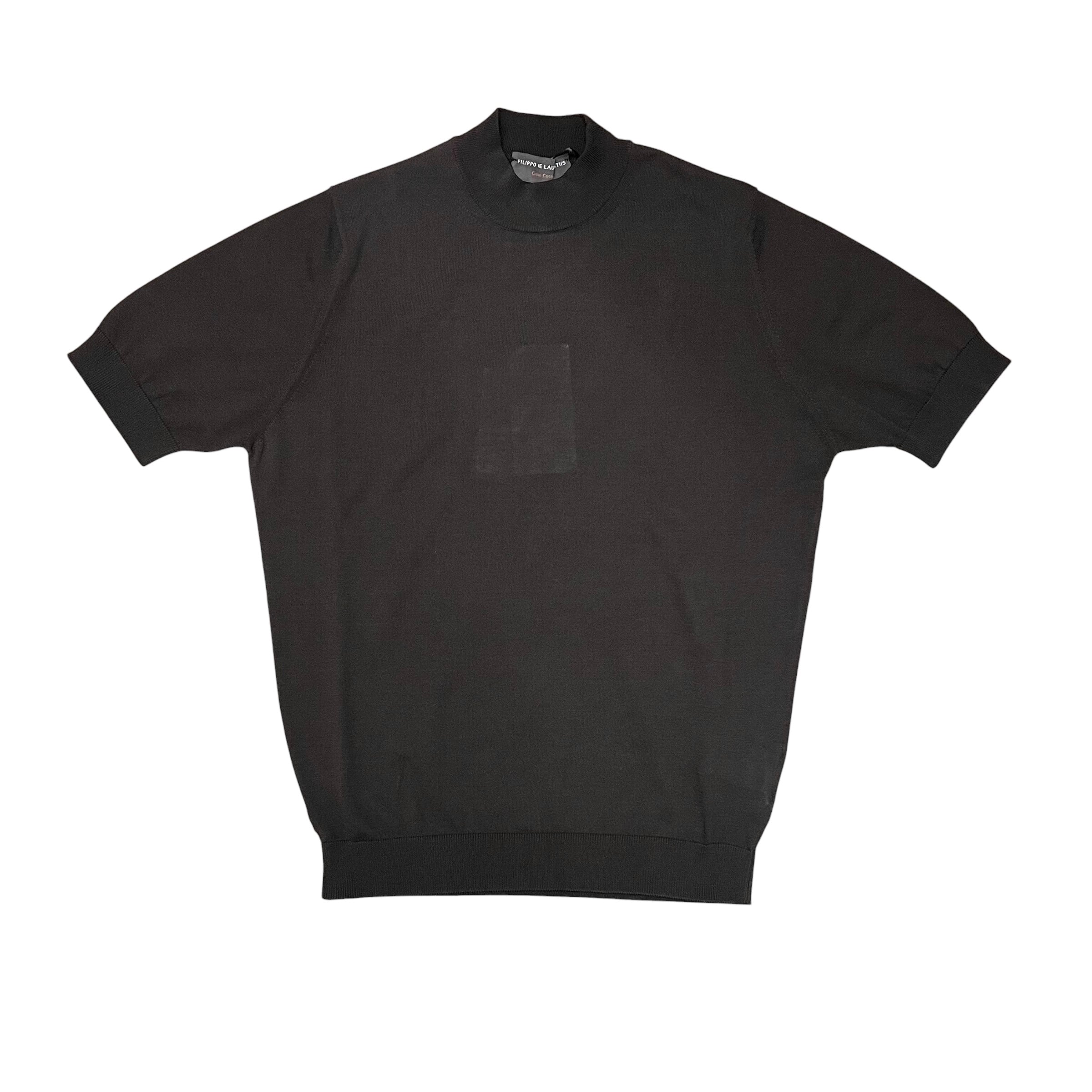 FILIPPO DE LAURENTIIS(フィリッポ デ ローレンティス) crepe cotton Mock Neck short sleeves knit/BROWN(190)