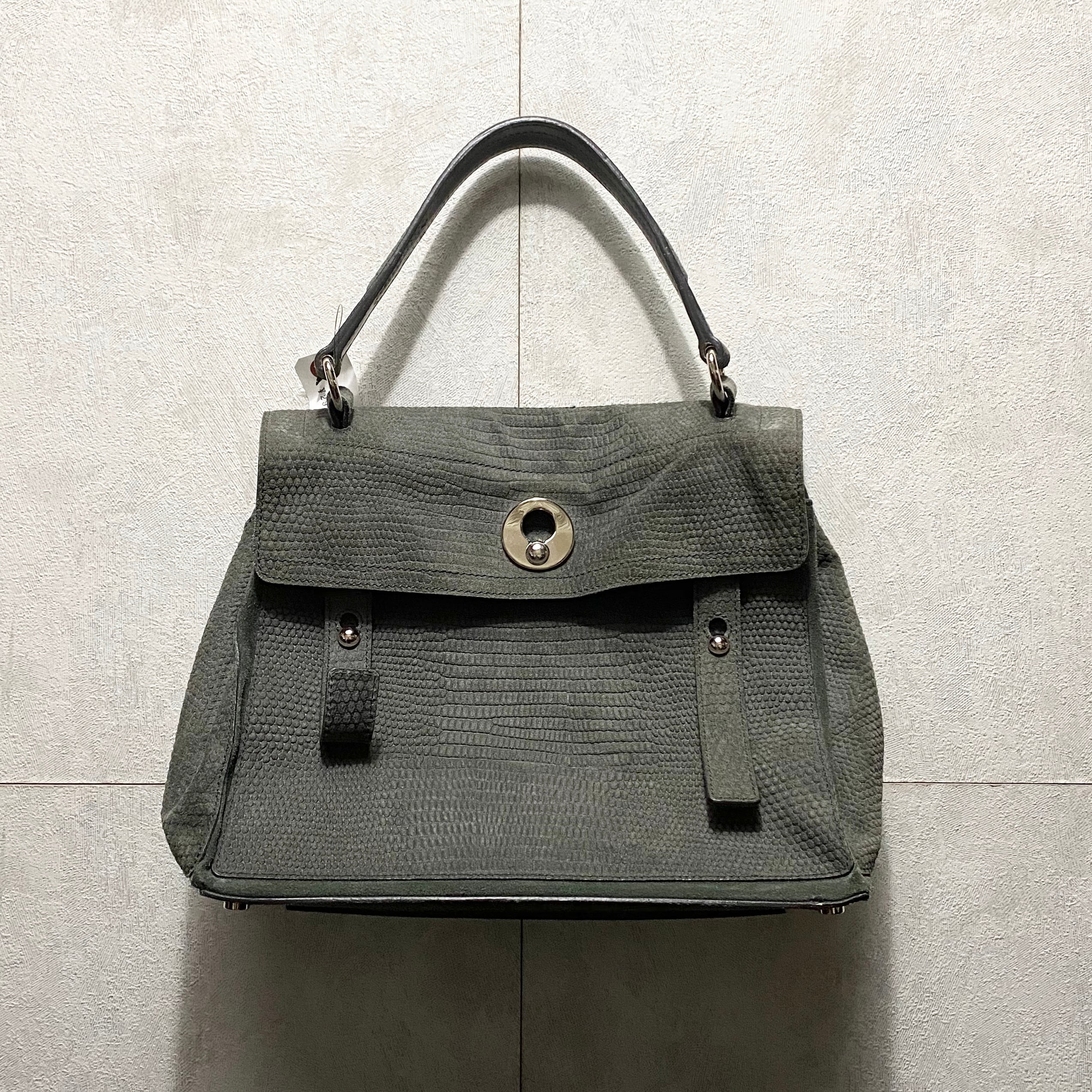YVES SAINT LAURENT embossed leather hand bag “muse two” | NOIR ONLINE