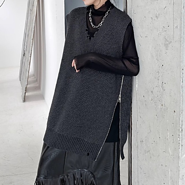 Long faux leather vest C1280