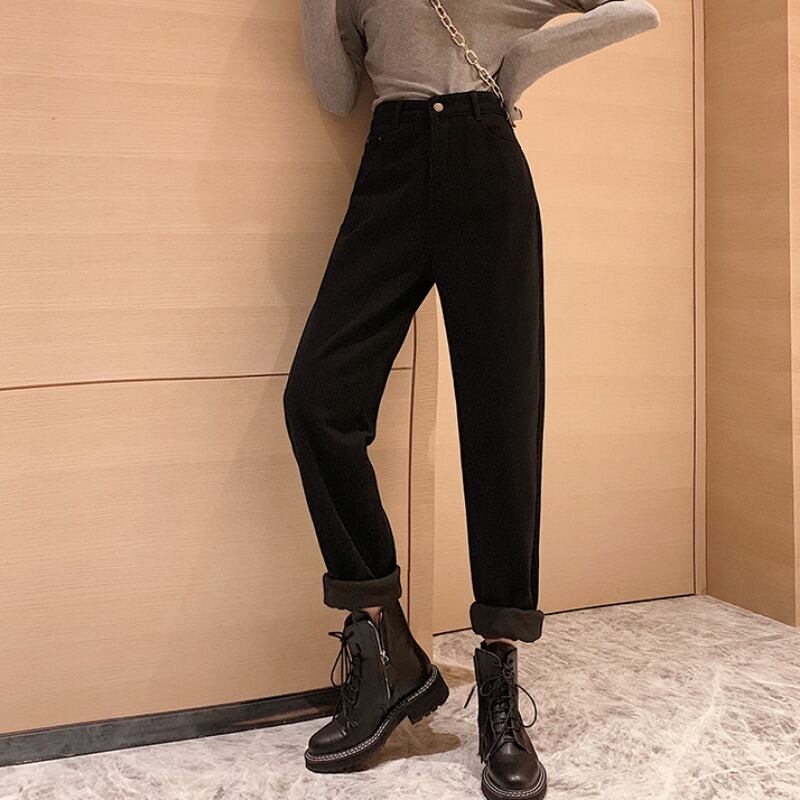 ベルベットジーンズ ウィンターパンツ ルーズハイウェストウェスト 冬物 1号婦人74139482054