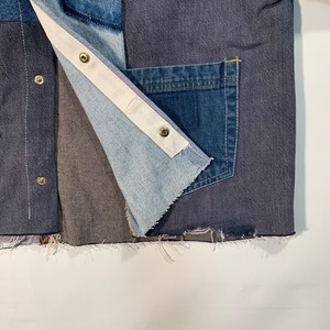 12618 リメイクジャケット 再構築 パッチワーク 襟あり L相当