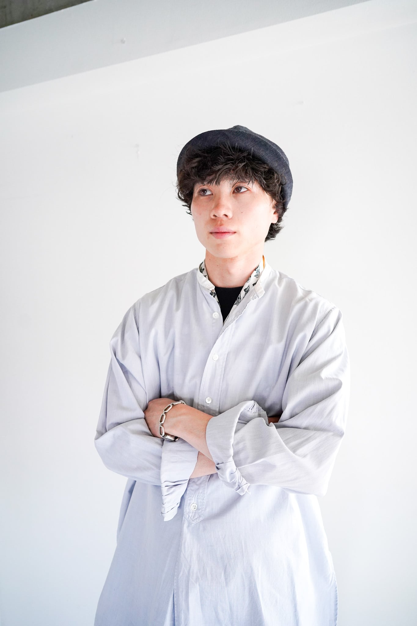 【1950s】"Vantrella by Cotella, Made in UK Stand Collar Full-open Cotton Shirts / 6-42
