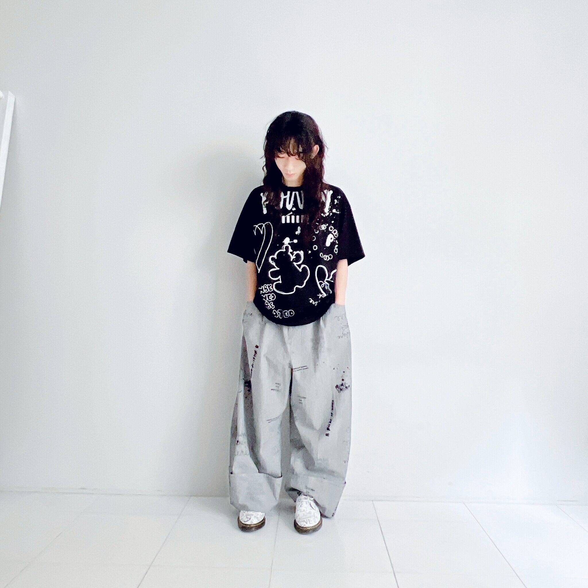 HAND-DRAWN Pt. WIDE MACKIN PANTS【WASHER CHECK-GRAY】/ F2