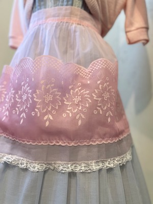 50's vintage pink flower print apron