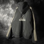 90s〜00s adidas 中綿ナイロンジャケット 3ストライプ ジップパーカー ブラック