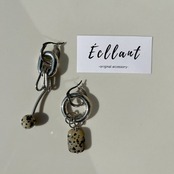 ダルメシアン × シルバー アシンメトリーピアス / イヤリング