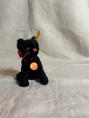 Steiff Black Cat Kitty all ID シュタイフ 黒猫 お座り