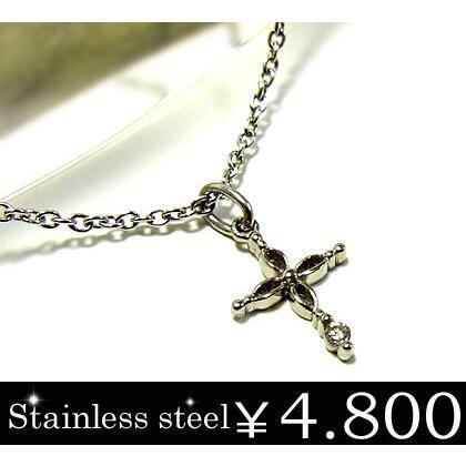 【年始セール】ネックレス レディース クロス ステンレス シルバー ダイヤモンドキュービックジルコニア gps8455s