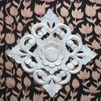 ブロックプリント生地【50cm単位】インド綿  花柄 黒×赤×生成り #85410-BK1