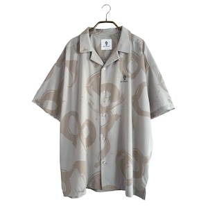 CALLIGRAPHY PATTERN OPEN COLLAR SHIRTS -IVORY-