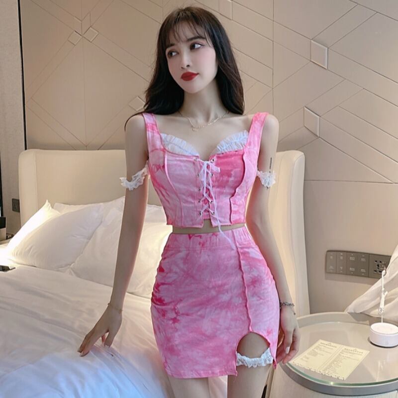 サマーレーストップス スカート 夏物 ハンチェンe2301209312