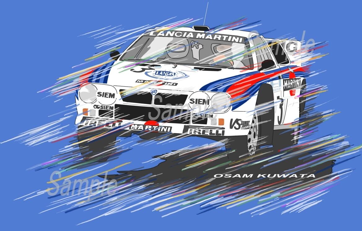 イラスト ランチア 037 ラリー color A4サイズ 額入り | osamart