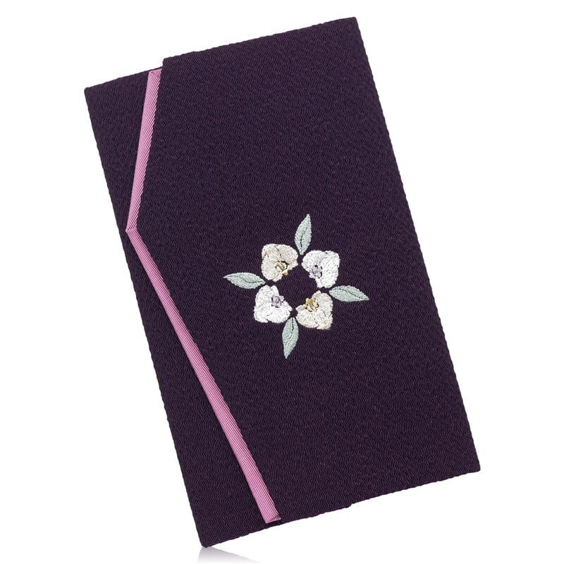 袱紗 慶弔両用 胡蝶蘭 刺繍 二越ちりめん 日本製（京都製・切り替え