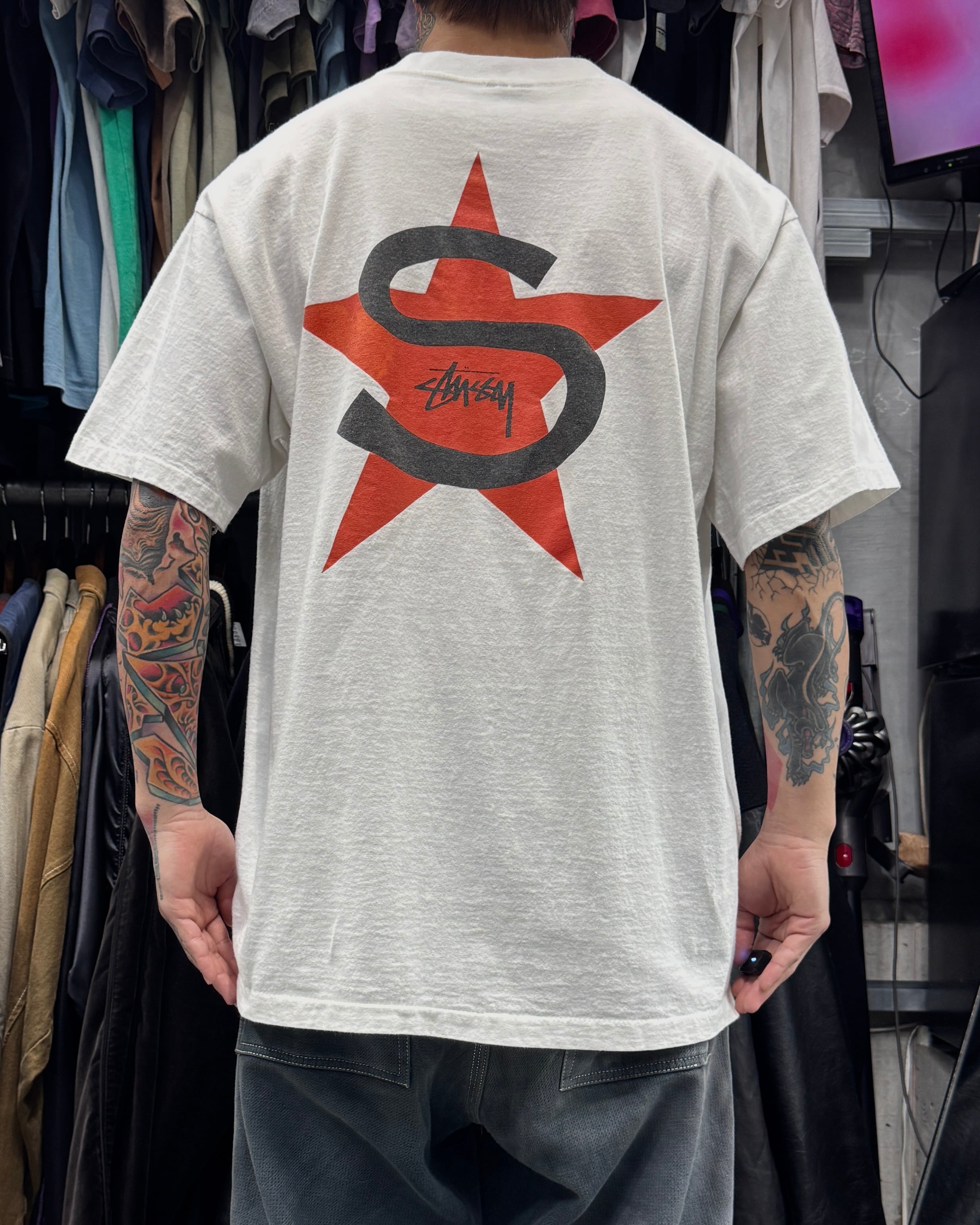 stussy 80s tシャツ　黒タグ　ピースマン 90's old stussy Peace Man Design Tee “黒タグ” “ピースマン”【高円寺