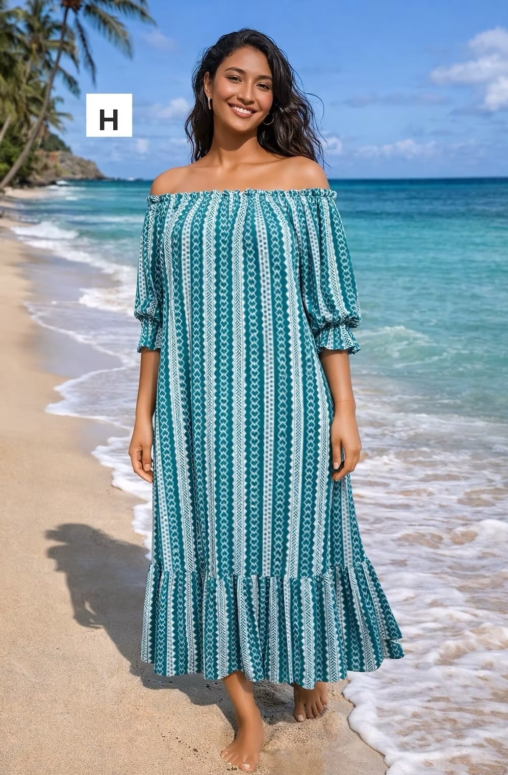 Mālie one piece HH アンバーグリーン×ホワイト