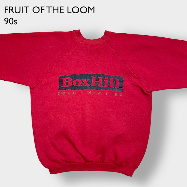 FRUIT OF THE LOOM 90s USA製 バックプリント スウェットシャツ トレーナー プルオーバー レッド ラグランスリーブ ユニセックス XL ヴィンテージ  ビンテージ オールド US古着