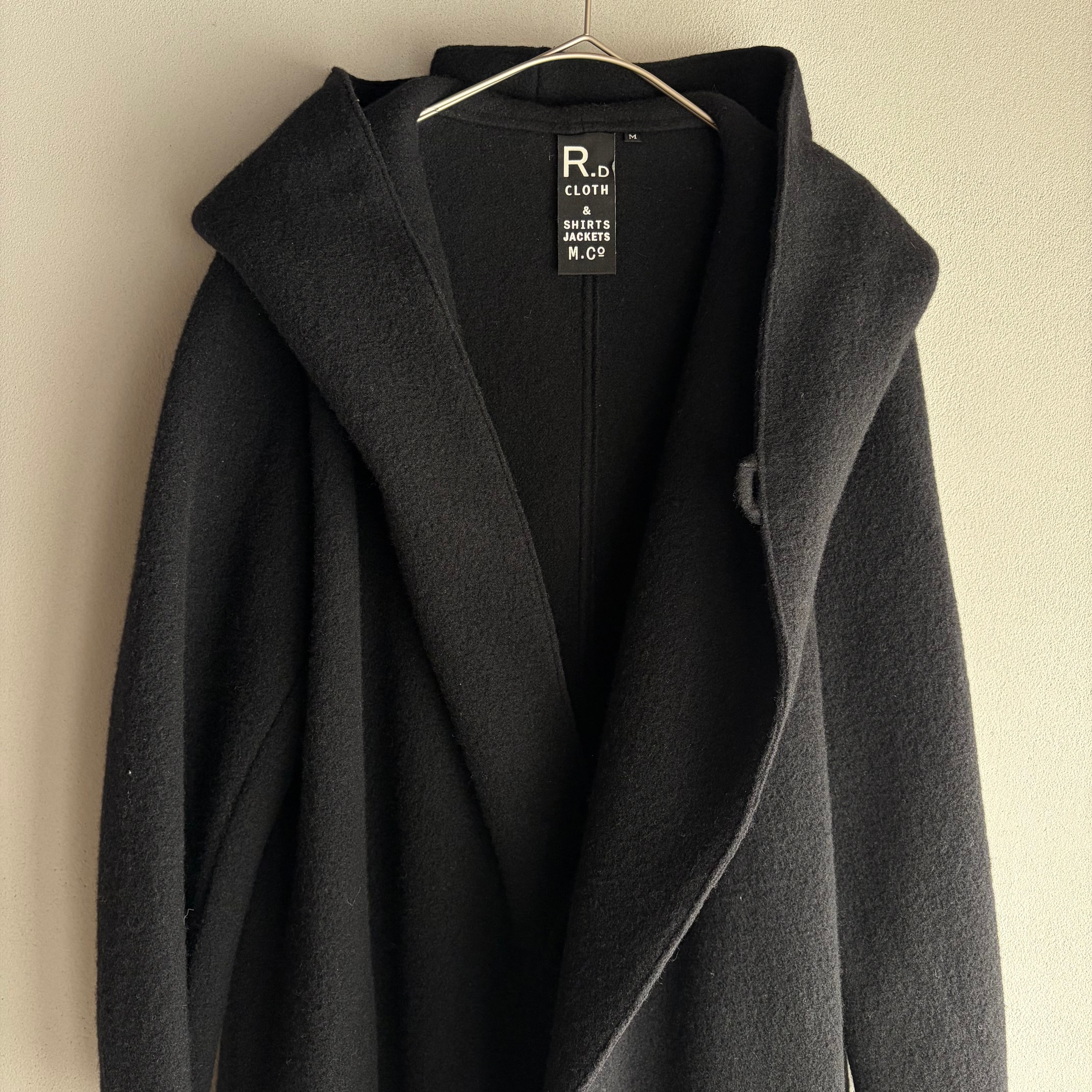 ★Studio Donegal【アイルランド製】フーデッドフリンジウールコート R&D.M.Co-/OLDMAN'S TAILOR WOOL FELT KNIT LONG HOODIE COAT(ウール