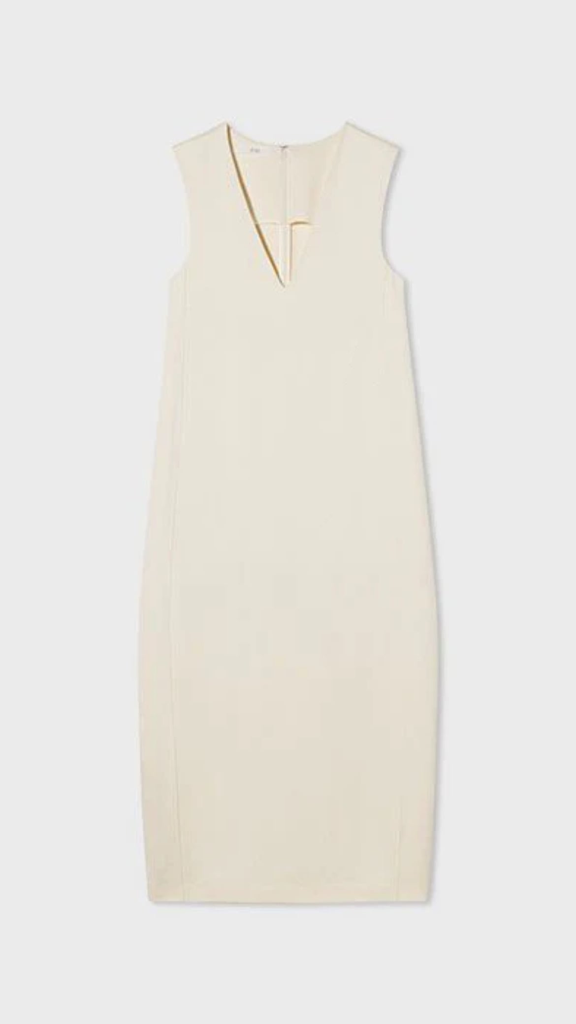 CO -Sleeveless Shift Dress in Textured Crepe- : IVORY,