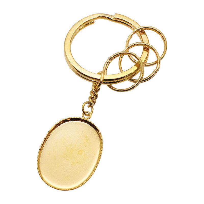 キーリング キーホルダー チャーム 楕円 3連 1個 25mm×18mm [key