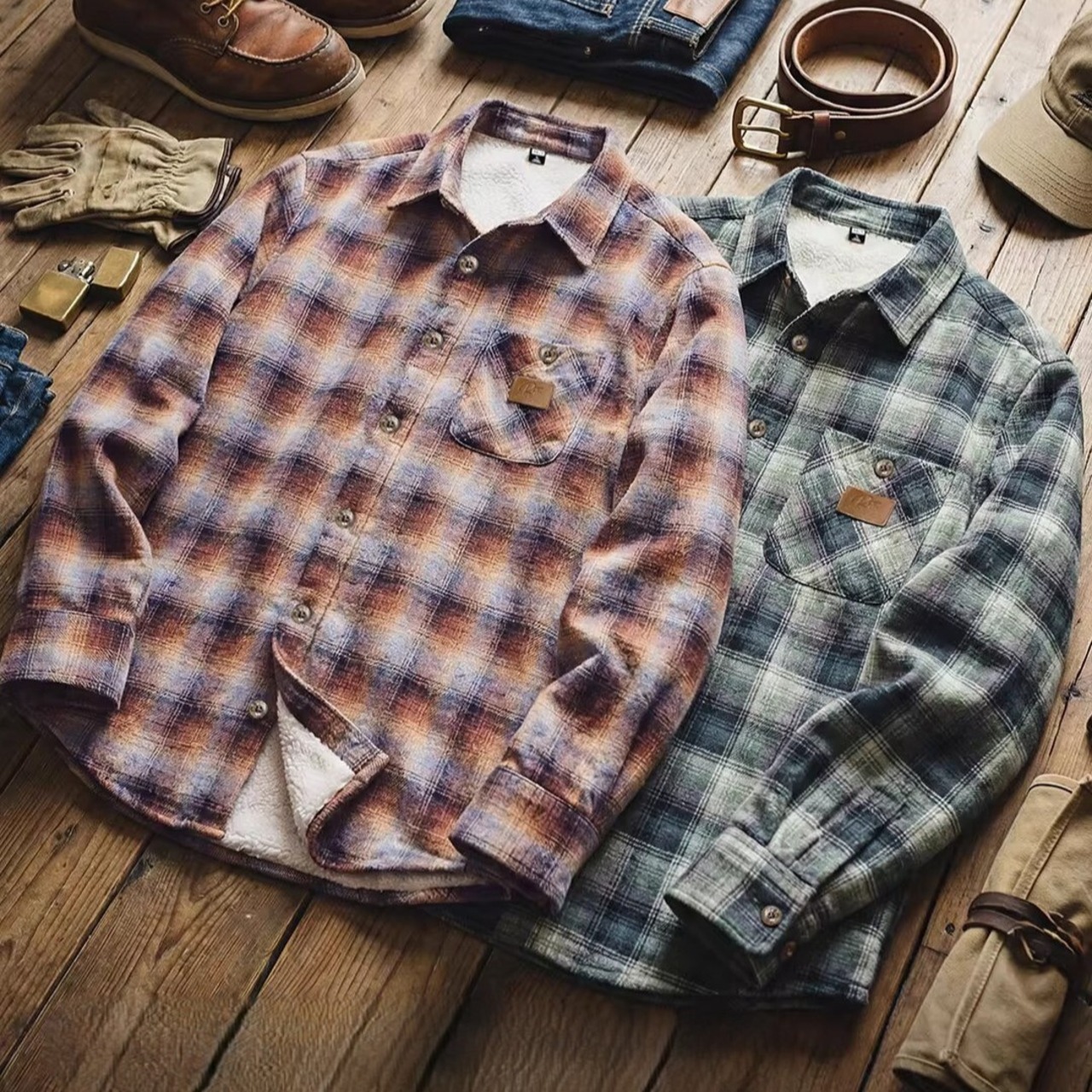 Plaid Fleece Lining Warm Shirt / チェック フリース ライニング ワーム シャツ