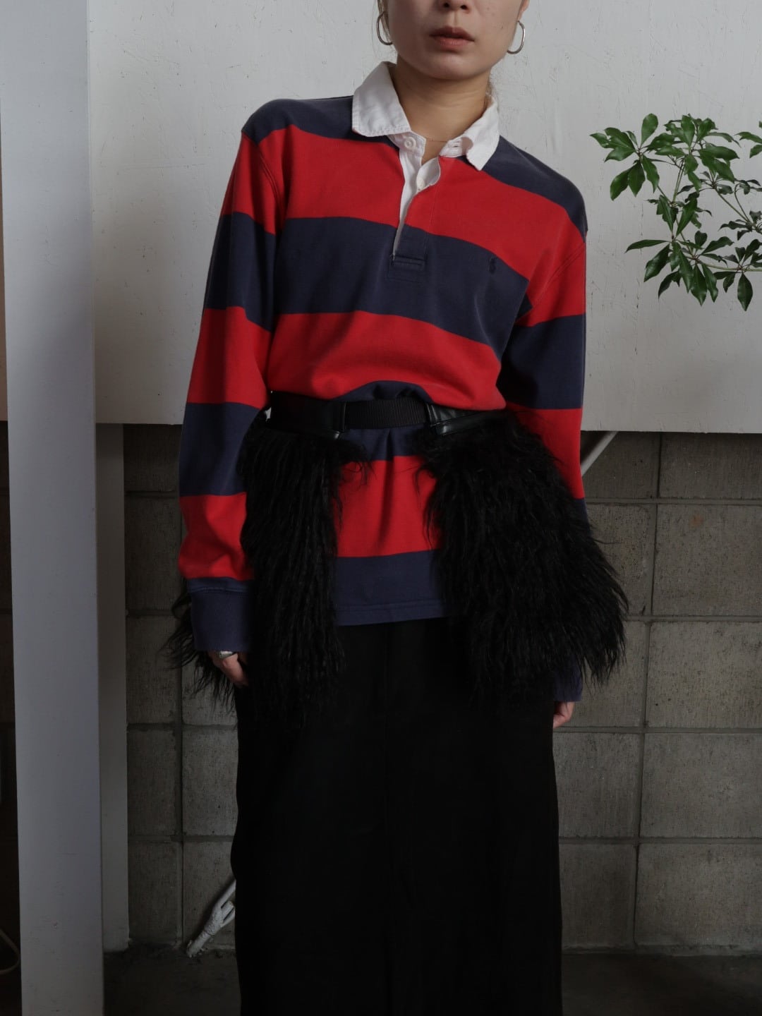 <vintage>"Ralph Lauren" border rugger shirt