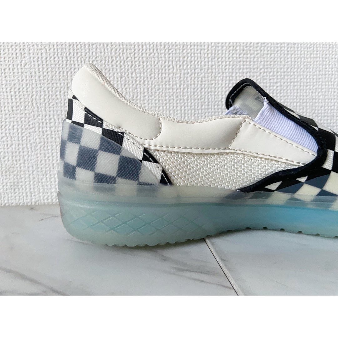 checkered vans light blue