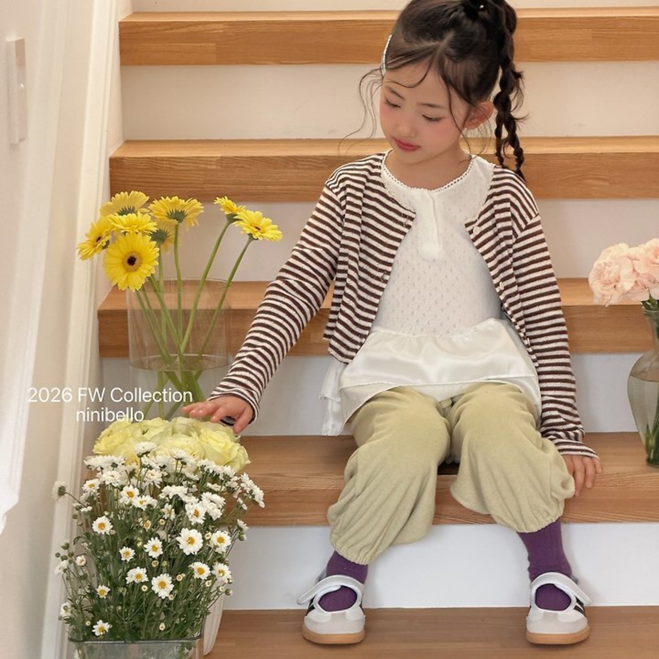 韓国子供服 / ninibello / Tommy Stripe Cardigan / カーディガン *XS~XXL*
