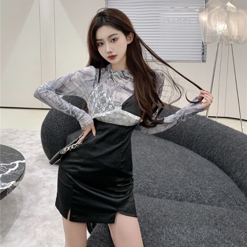 オータムブラウス ドレス スカート 秋物 ハンチェンe90951313654