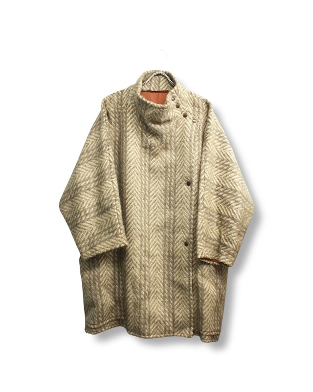 Wool herringbone design coat