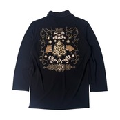 伊太利屋 イタリヤ 背面豪華刺繍 スキッパー 長袖シャツ 9/ブラック