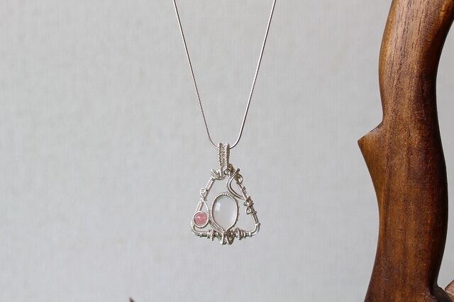 Rose quartz silver925 wirewrapping pendant