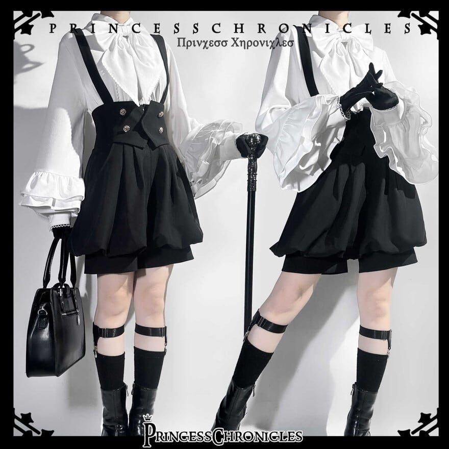 SEASONZ 王子系 皇子系 少年装 男装 王子系ロリータ ブランド Princess Chronicles オリジナル かぼちゃパンツ ハーフパンツ バックリボン レトロ 麗人 コンカフェ 舞台衣装 ロリィタ