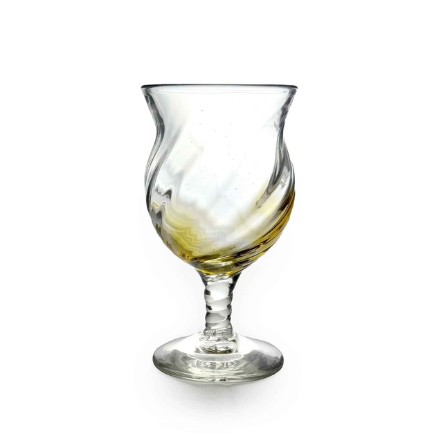 【ガラス工房ロブスト】モール台付 グラス 大 茶 [琉球ガラス]