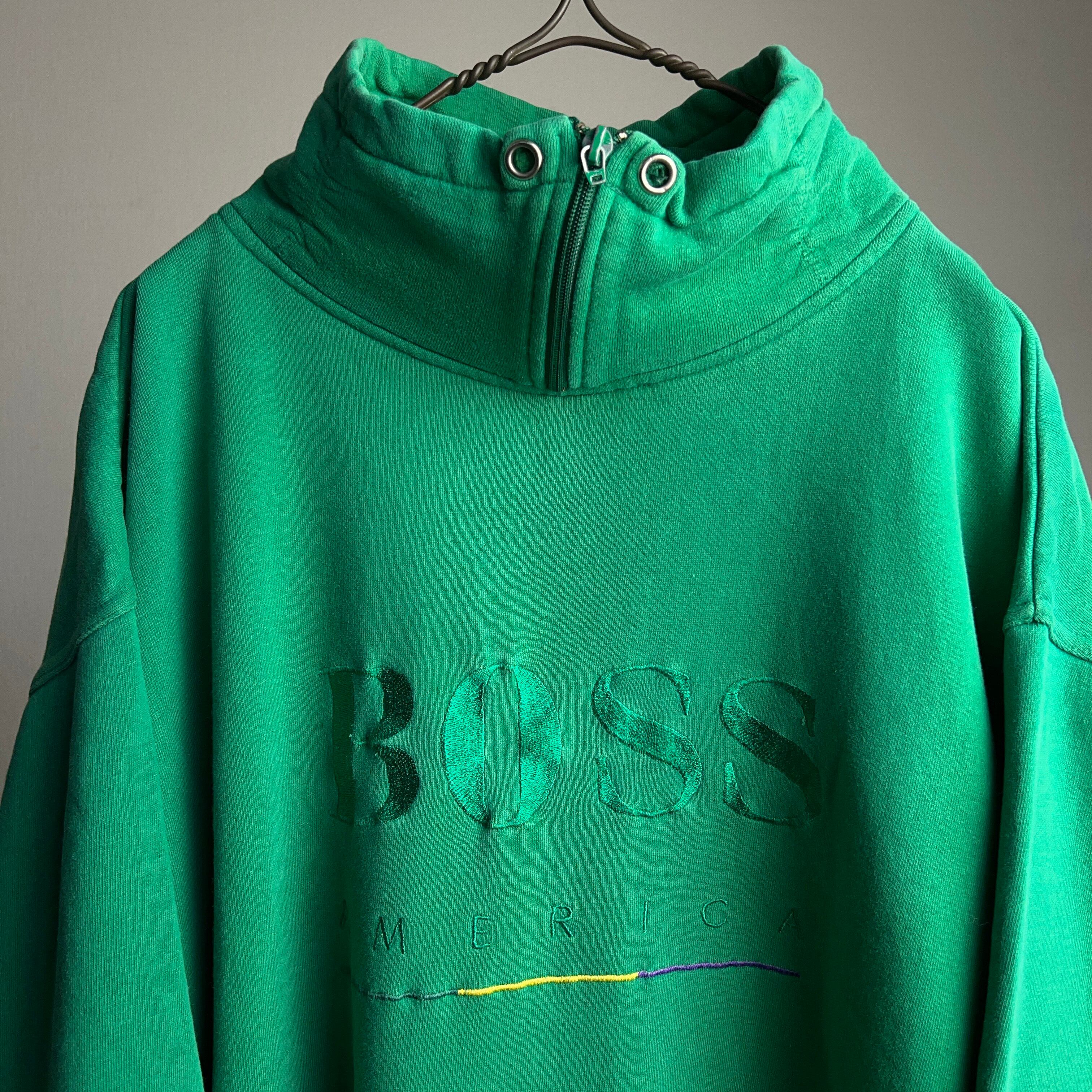 90's BOSS Sweatshirt 90年代 ボス ハーフジップスウェット 刺繍【1000A879】